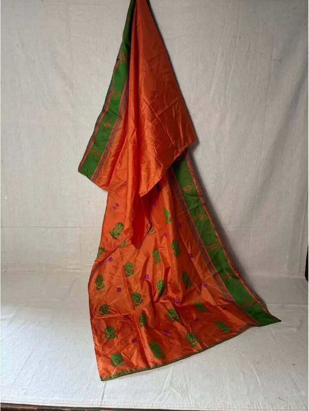 Orange and Green Silk wrap